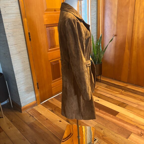 Express Brown Suede Trench Coat - Picture 4 of 6